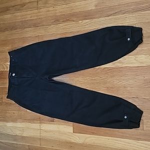 Express Cropped Straight High Rise Snap Leg Black Denim Jeans Women's  Size 4